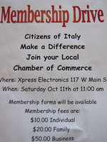 Image: Membership drive Italy Chamber — Italy Chamber of Commerce needs members. A membership drive is scheduled for Saturday, October 11.