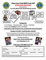 Image: Attached is information and registration form for the annual Italy Lions Club BBQ Cook-off planned for February 17-18, 2017. Click image to enlarge and then click ‘Fit To Page’ before printing.
