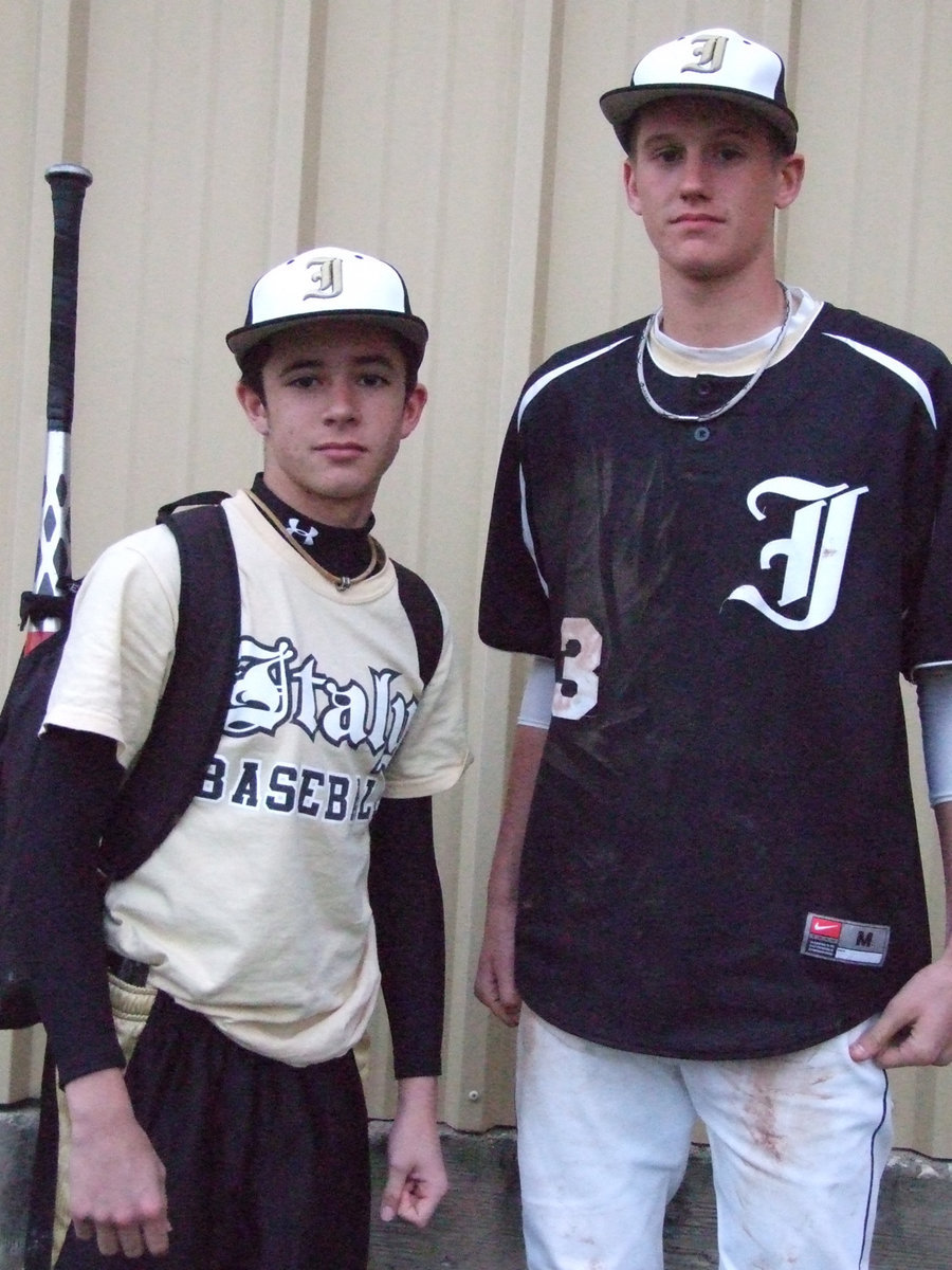 Image: Jacinto and Holden — Caden Jacinto was the starting pitcher for the Italy JV on Tuesday.  Jase Holden came  to pitch at the 7th inning.