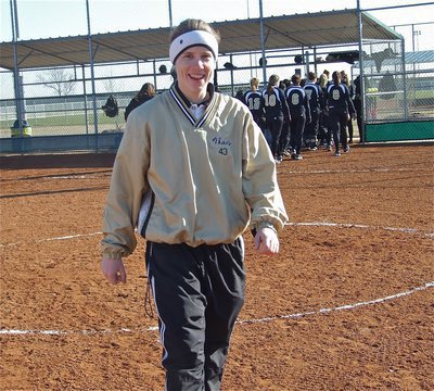 Image: That was fun! — Coach Jennifer Reeves struggles to contain her glee after her 1A Lady Gladiators run ruled 4A Cleburne 16-5 in six innings.