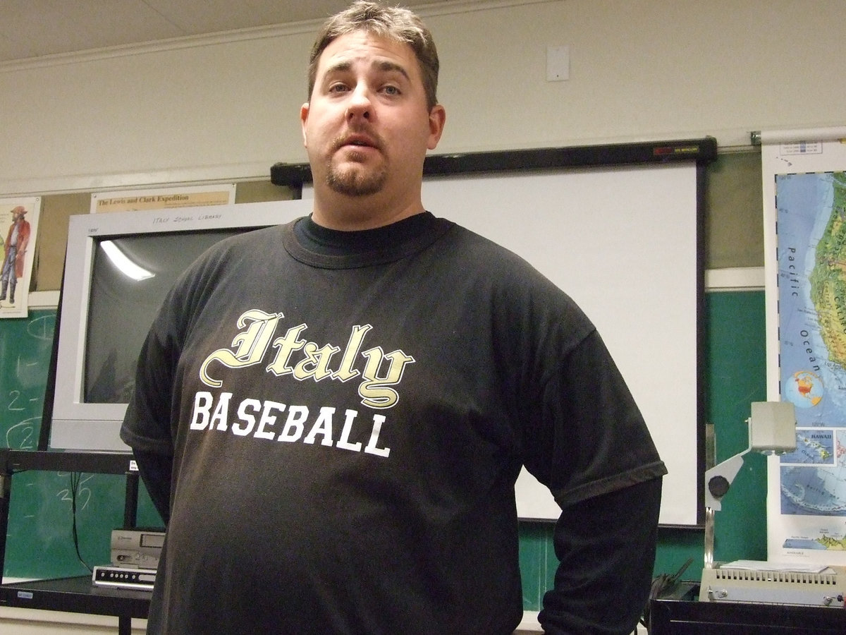 Image: Coach Matt Coker — Coach Coker addressed parents at a meeting this week.  The season begins Monday, February 22 at home against Santo.  The game starts at 6 pm.