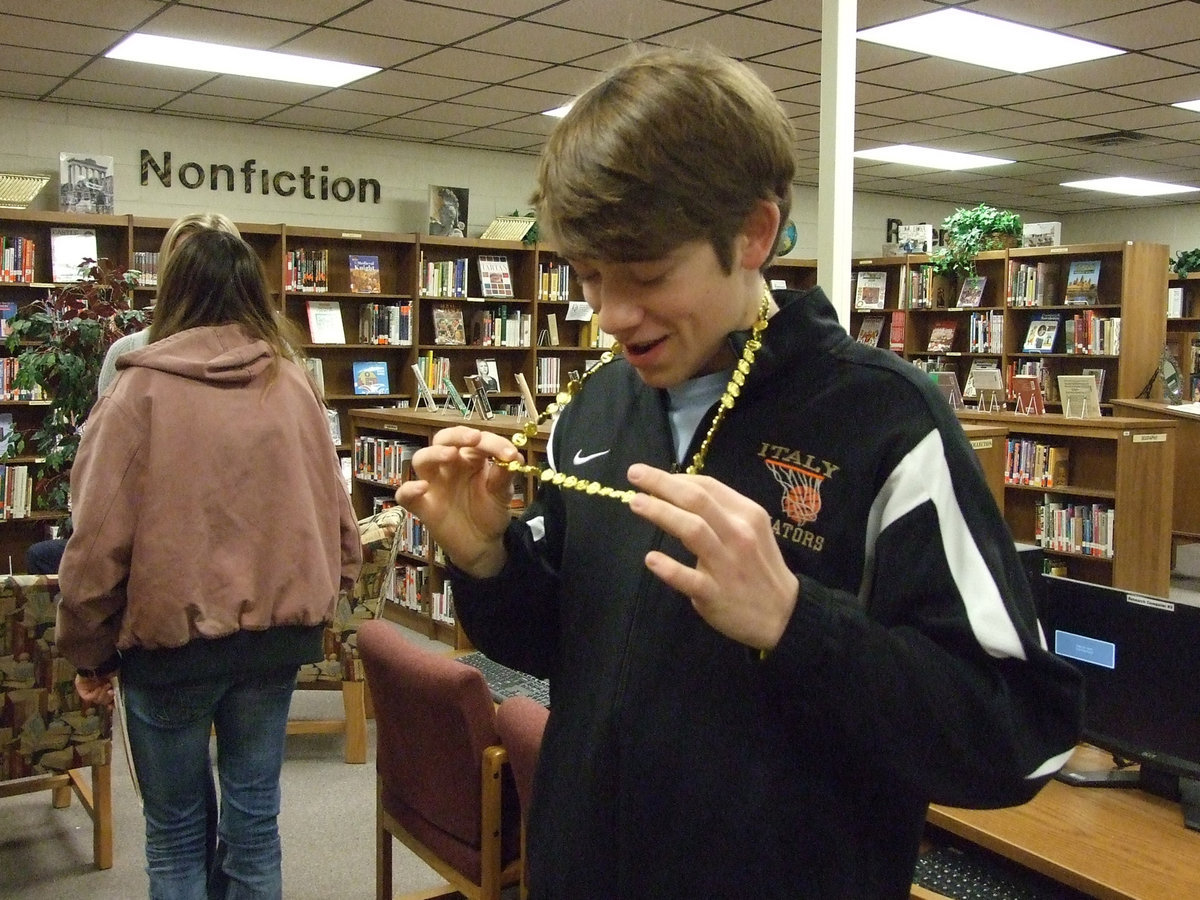 Image: Crownover is happy — Dan Crownover received his beads and beams with pride.