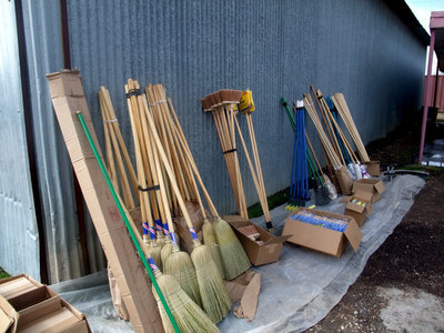 Image: Brooms and Mops Anyone? — There were plenty of brooms and mops to choose from.