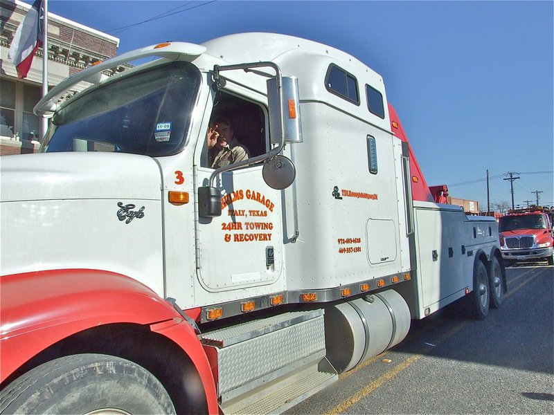 Image: Helms gives the O.K. — Keith Helms of Helms Garage and his wife Margaret Helms towed the Gladiator Regiment Band.