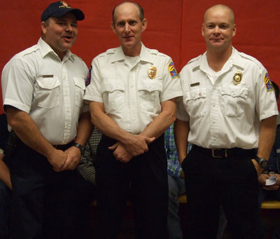 Image: Class 1 Grads — Jackie Cate, Randy Boyd and Michael Chambers are graduates of the first class of Italy Fire Academy.  Each student  was required to go to night class, one night a week and the course took 22 months to complete.