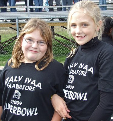 Image: Carlee and Annie — Cheerleaders Carlee Wafer and Annie Perry support the B-Team during the Superbowl.
