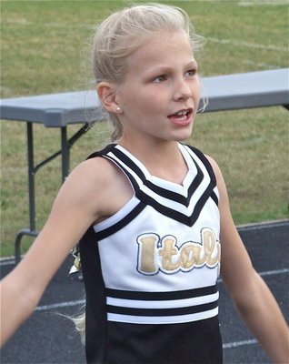 Image: Taylor Boyd — IYAA B-team Cheerleader Taylor Boyd performs during the Superbowl.