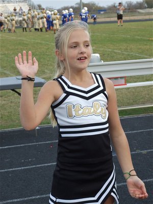 Image: My name is, Annie! — A-Team Cheerleader Annie Perry introduces herself during a cheer.