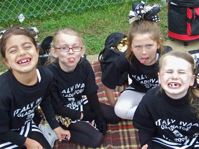 Image: Cheese! — Evie Hernandez, Madilyn Chambers, Courtnei Bland and Kimberly Hooker have a light moment during the Superbowl.