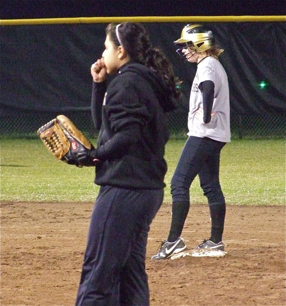 Image: Runner at 2nd — The Lady Gladiators rallied late to tie the McGregor Lady Bulldogs 5-5.