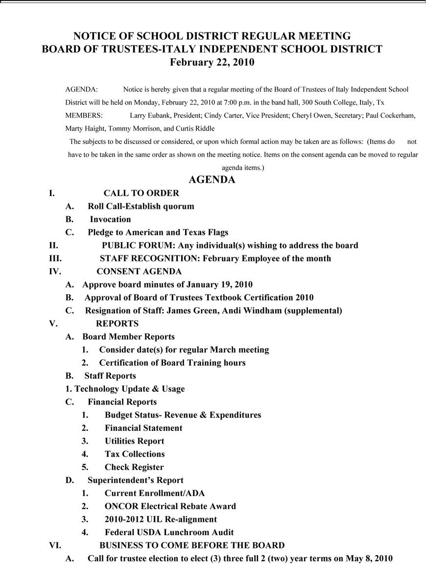 Image: Agenda, page 2