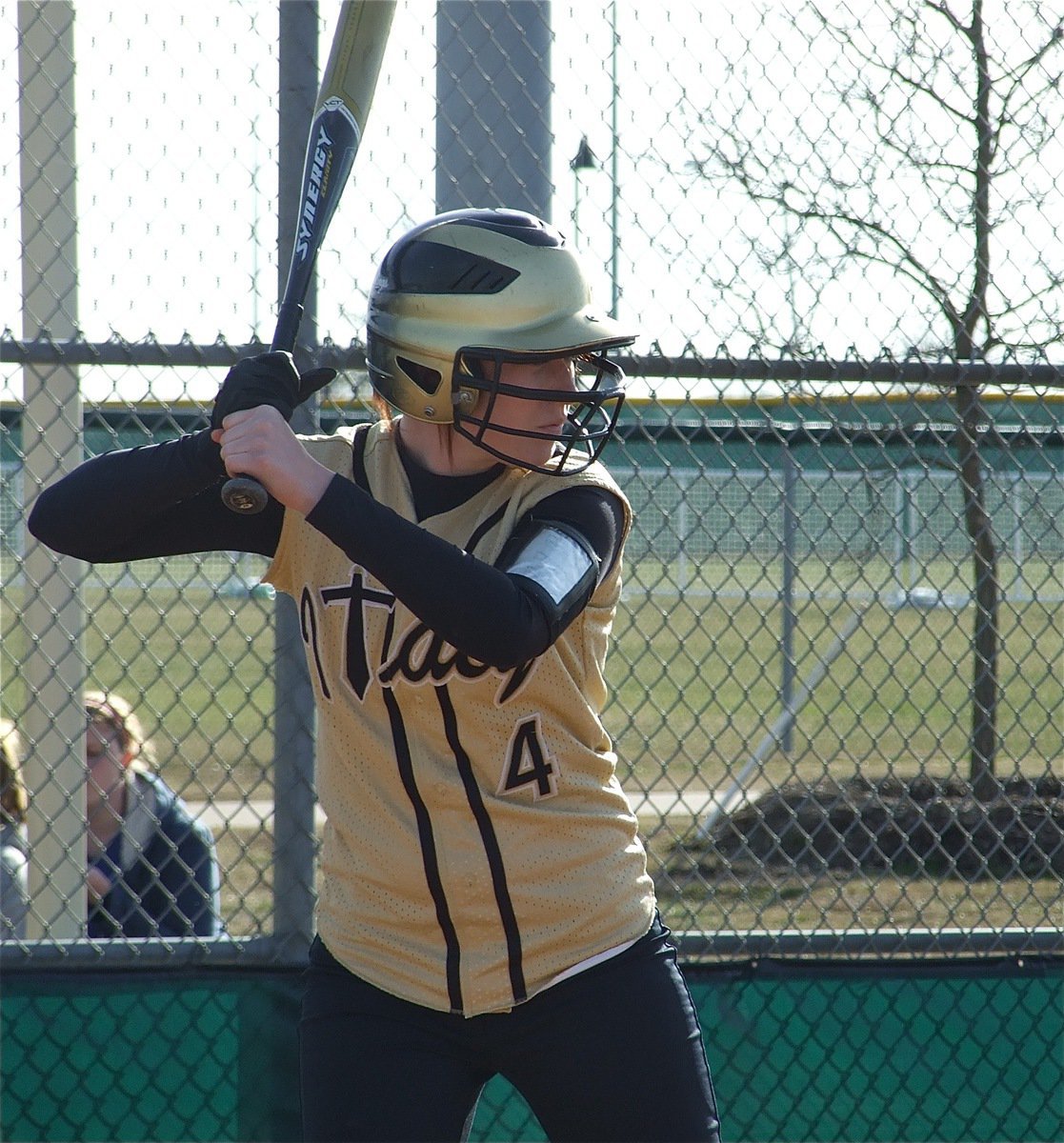 Image: Bumpus bats — Lady Gladiator Bailey Bumpus(4) gets ready to slay the Lady Lions.