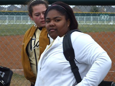 Image: Nikki and Sa’Kendra — Nikki Brashear and Sa’Kendra Norwood are already thinking about the upcoming game against the Maypearl Lady Panthers.