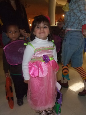 Image: Ready to Have Fun — Little Evie South is very proud of her costume!