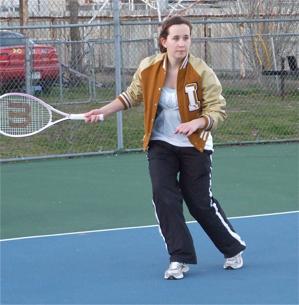 Image: The approach — A foreign exchange student from Germany, Lisa Olschewsky gets into the swing of things with the Italy Tennis team.