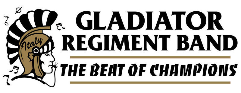 Image: The Beat of Champions — The Gladiator Regiment Band logo.
