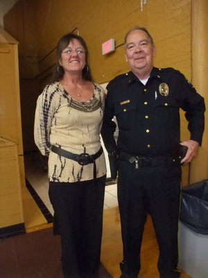 Image: The City’s Finest — City Secretary Terri Murdock and Italy Police Chief C.V. Johns joined in the community fun.