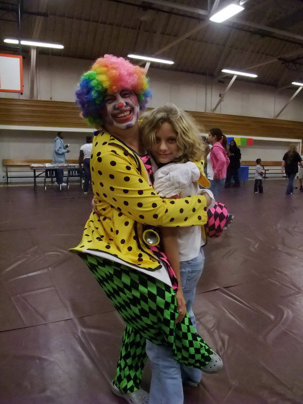 Image: Sally and Makenzie Davis — Sally the clown and Makenzie Davis were “clowing around”.