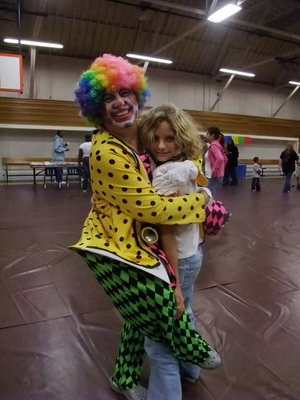 Image: Sally and Makenzie Davis — Sally the clown and Makenzie Davis were “clowing around”.
