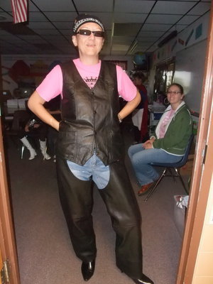 Image: Teacher with a “Tude” — This teacher sported her costume with a lot of attitude.