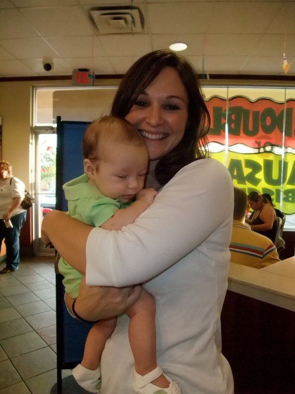 Image: Never Too Young — Rebecca and Elly Weeks out to support the school.