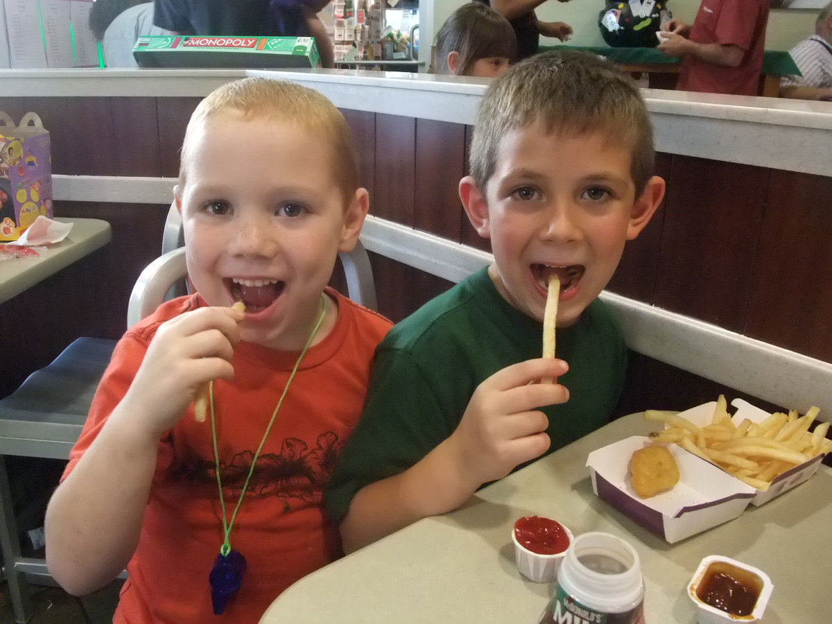 Image: French Fries Anyone? — Nicolas Svehlak and Garret Everett enjoying their french fries!