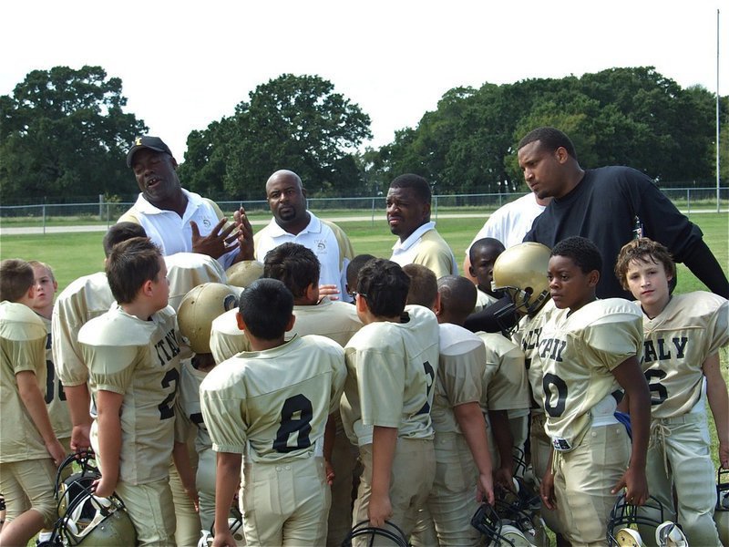 Image: Coach Norwood talks — Coach Ken Norwood was estatic as he congratulates his B-Team after the game.