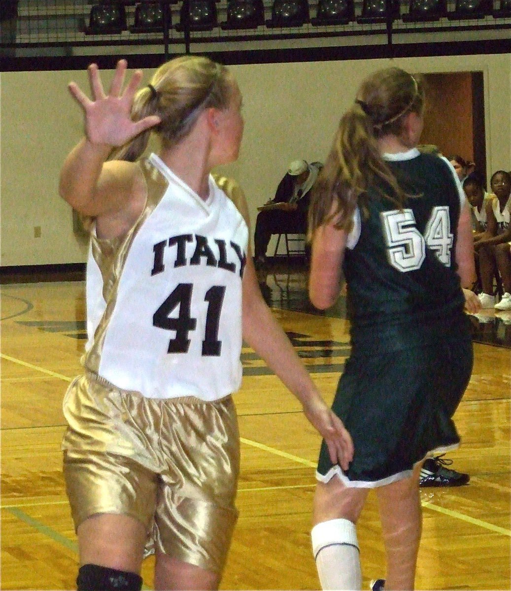 Image: Jaclynn gets open — Jaclynn Lewis(41) heads toward the basket hoping to receive the inbound pass.