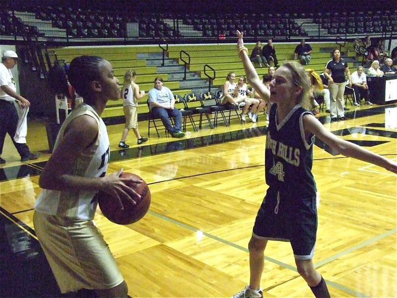 Image: Tylar to inbound — Tylar Wilson(23) inbounds the ball for the 7th grade girls.
