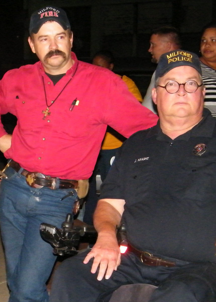 Image: Mark Jackson and John Knight — Mark Jackson – Fire Chief for Milford (better know as the newest grouch), and John Knight – Mayor of Milford.