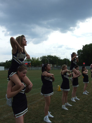 Image: IJH Cheerleaders — Cheering for the crowd. Apparently, the Italy Junior High Cheerleaders were doing their rain dance…here come the clouds!