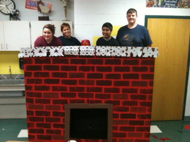 Image: Fireplace — Santa’s fireplace crew…….where did John go??