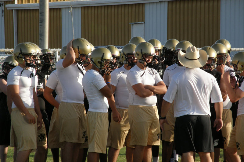 Image: IHS Football Head Coach Craig Bales gets the rodeo started — The Gladiator revolution has started. Head Coach Craig Bales is taking the “Old Gold” tradition and giving it a new winning style. Hold on to your cowboy hats…