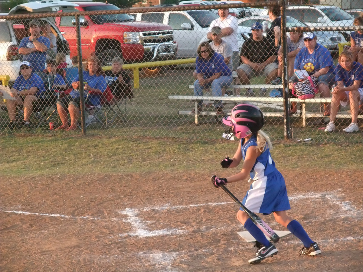 Image: Lacy hits game winner — Lacy Mott was a force at the plate all day and when the game against Mildred was on the line, Lacy hit the RBI game winner for Frost in the bottom of the 6th inning, making the final score 11-10.