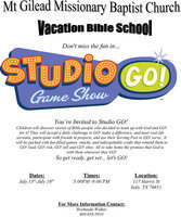Image: VBS Flyer – Mt. Gilead Missionary Baptist Church