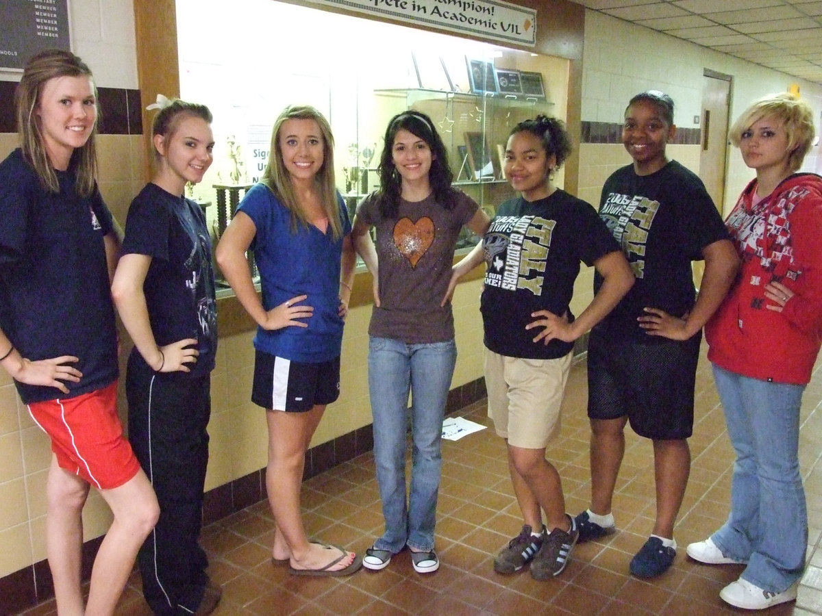 Image: 2009-10 IHS Cheerleaders — (L-R) Kaitlyn Rossa, Sierra Harris, Lexie Miller, Beverly Barnhart, Destani Anderson, Jaleecia Fleming and Bianca Evans. Not pictured are Amber Mitchell, Drew Windham, Cori Jeffords.