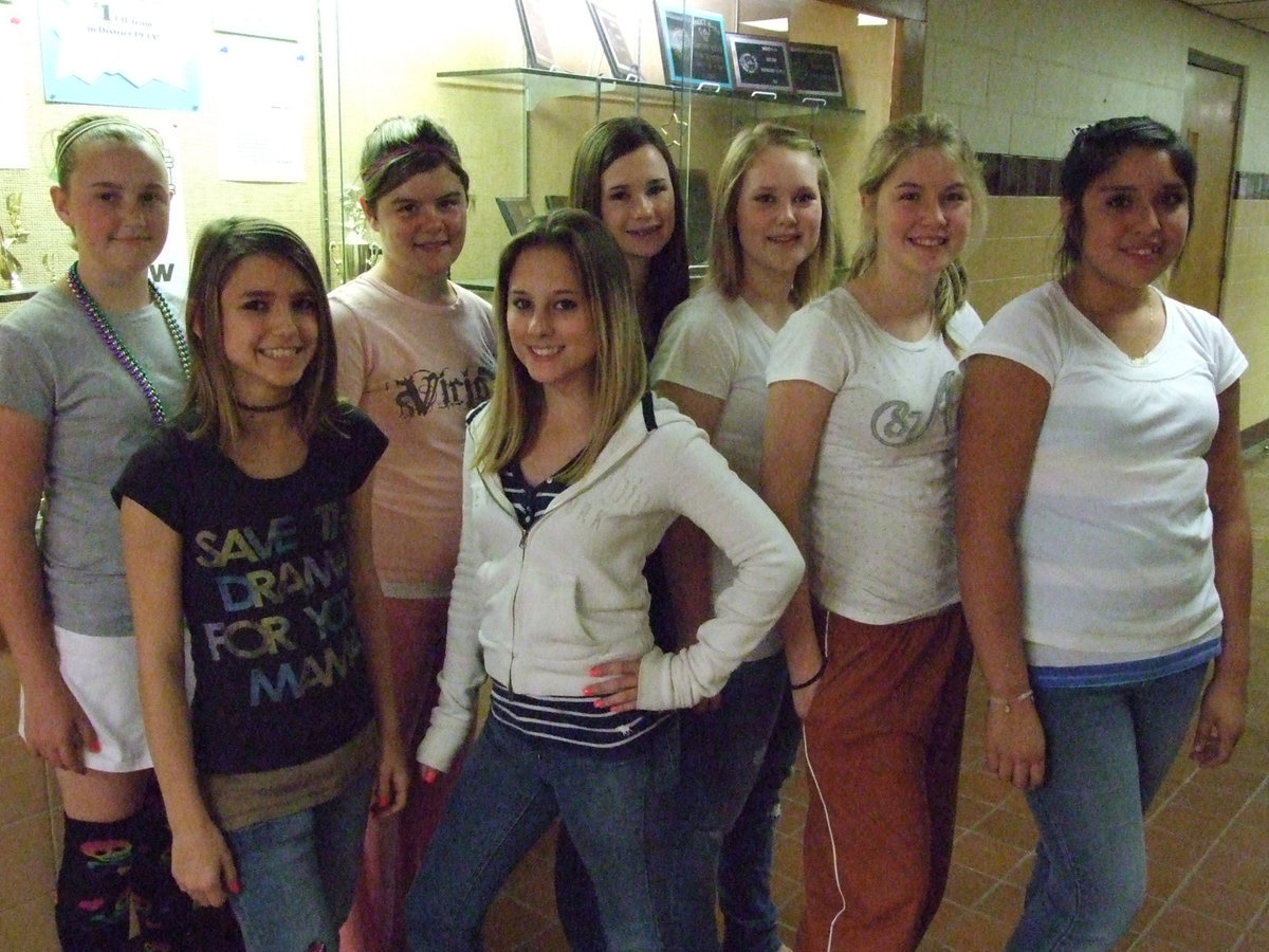 Image: IJH Cheerleaders — (L-R back row) Kelsey Nelson, Bailey DeBorde, Meagan Hooker, Jesica Wilkins, Taylor Turner and Monserrat Figueroa.
    (L-R front row) Lauryn McNeely and Haylee Love.