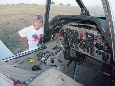 Image: A rare look — Lougenia Williams of Waxahachie peers inside the cockpit.