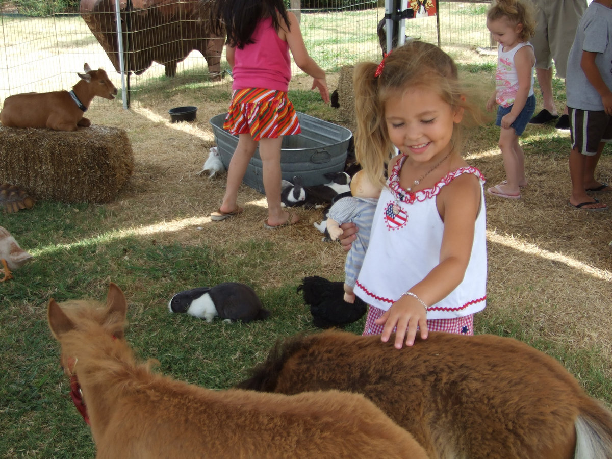 Image: Grace Again — Grace was nice enough to pose for me to take her picture petting the miniature horse.