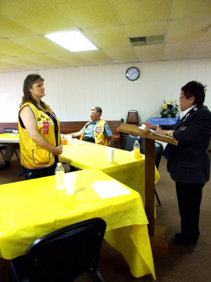 Image: Flossie Gowin — Flossie is being inducted as the Secretary for the Italy Lions Club.
