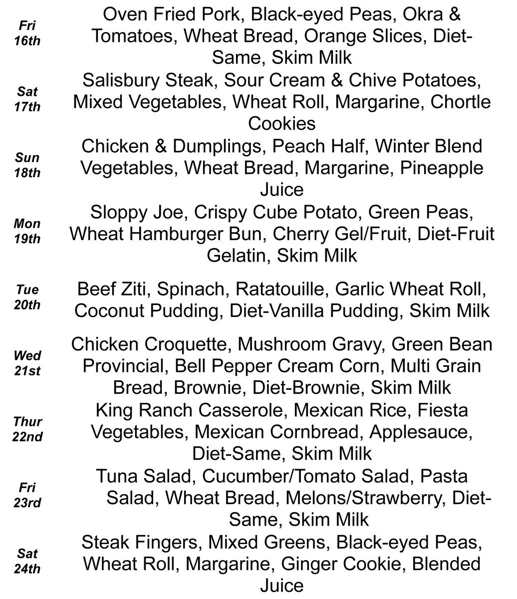 Image: Meals on Wheels – October Menu, page 3