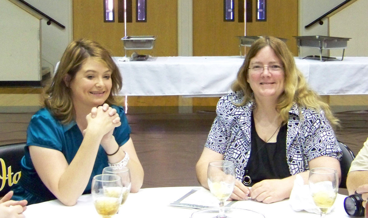 Image: Ms. Parker and Denise Levy — Tanya Parker visits with Denise Levy. Levy’s son, Jonathan was one of 20 students honored at the 27th annual academic banquet.