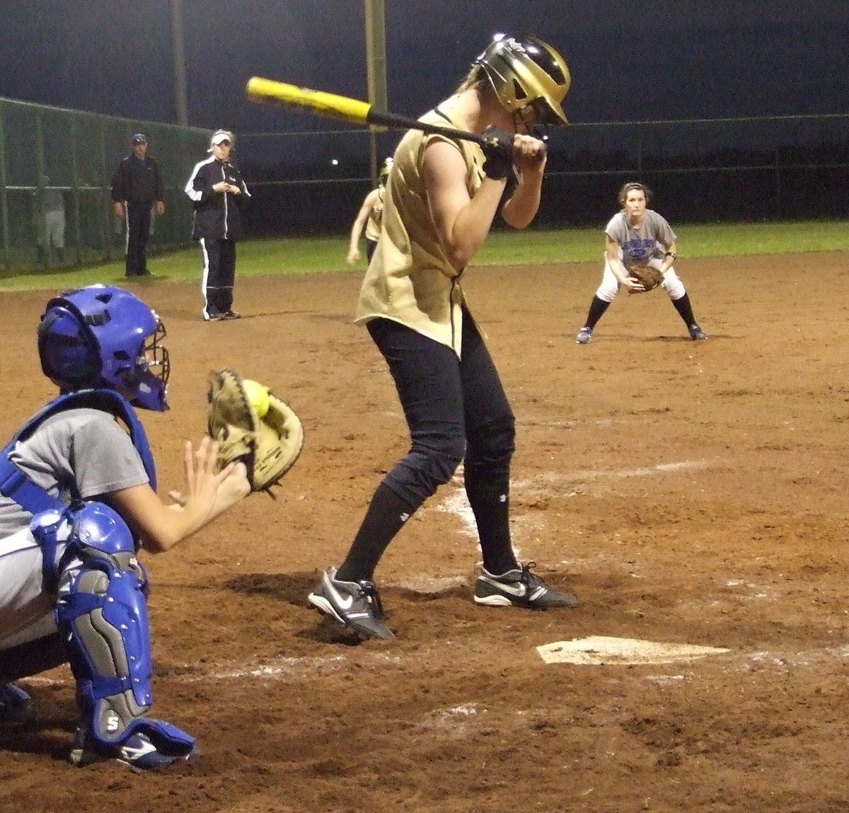 Image: Strike! — Blooming Groves’ pitchers threw 10-strike outs in the game. Not bad…but Italy’s Pitcher, #10 Courtney Westbrook, deliverd 11-strike outs to secure a 13-9 win for the Lady Gladiators.