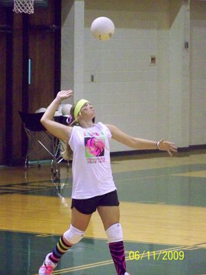 Image: Jac-Attack — Jaclynn Lewis (7th grader) showed some skill on the court with powerful serves, good hits and several dives.