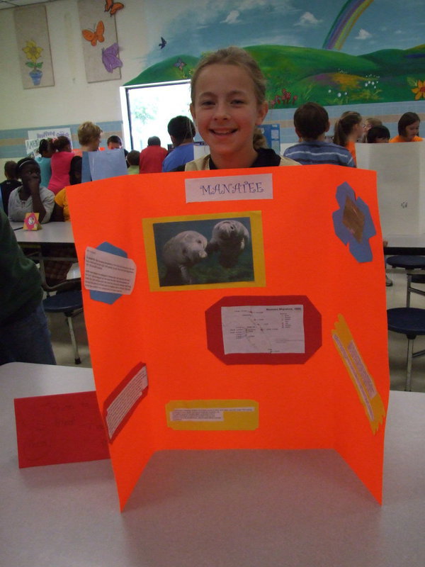 Image: Britany Chambers — Britany did her project on the Manatee. She said, “I learned that it eats 40-90 percent of it’s body weight and it only has one calf every three years.”