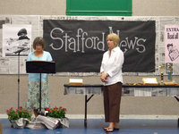 Image: So Many Awards — Carolyn Maevers (principal) and Lisa Jacinto (secretary) handing out awards.