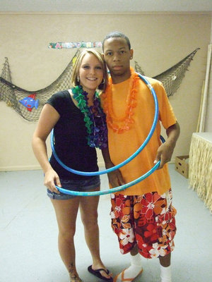 Image: Lindsey (of course) and Anthony — Hoola hoop winners!
