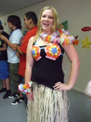 Image: Coda dresses Hawaiian — Coda McCarthy found her grass skirt in the back of the closet.