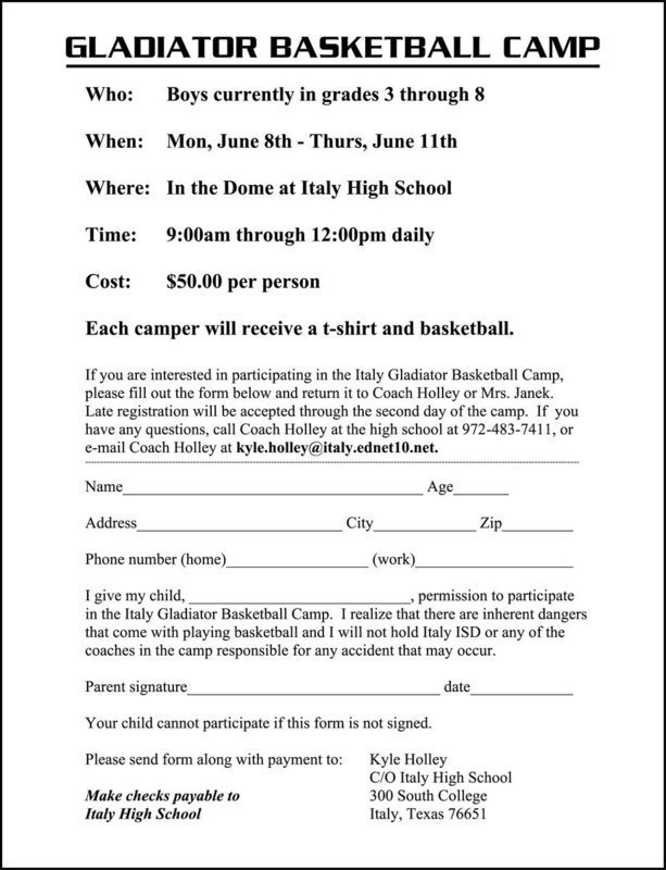 Image: Registration Form — See Mrs. Janek or Coach Holley for a registration form. Registration forms will be accepted through the 2nd day of camp.