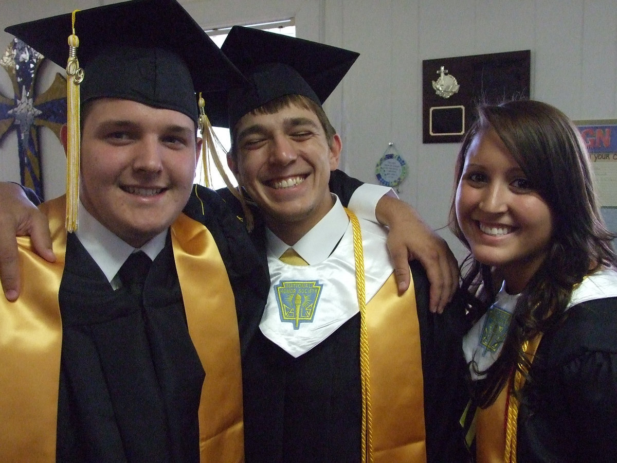 Image: Roy, Clay and Angelica — Roy Glaspy, Clay Major and Angelica Garza line up before the ceremony.